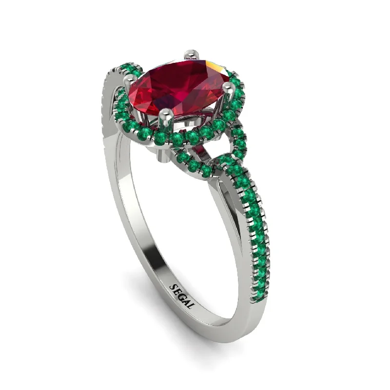 heart shaped diamond engagement rings for ladies-Timeless Beauty Oval Ruby Engagement Ring - Judy No. 27