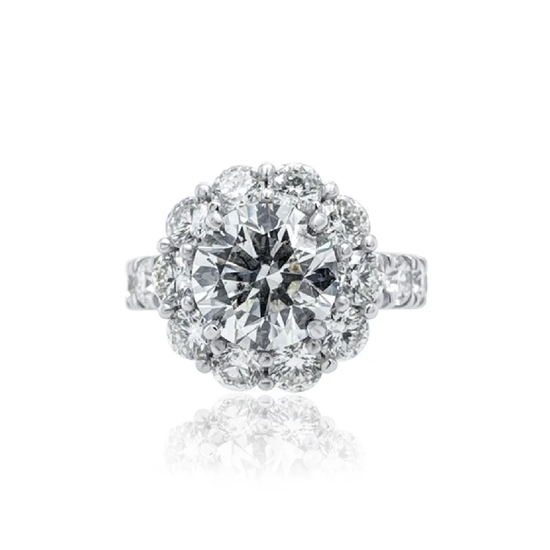 ladies promise rings-Round Diamond Halo Ring