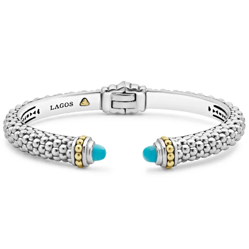 ladies heart-shaped bangles-Caviar Color Turquoise Cuff Bracelet | 8mm