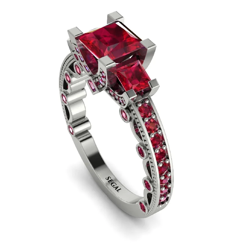 custom ladies engagement rings-Modern Geometric Ruby Gold Engagement Ring - Beverly No. 57