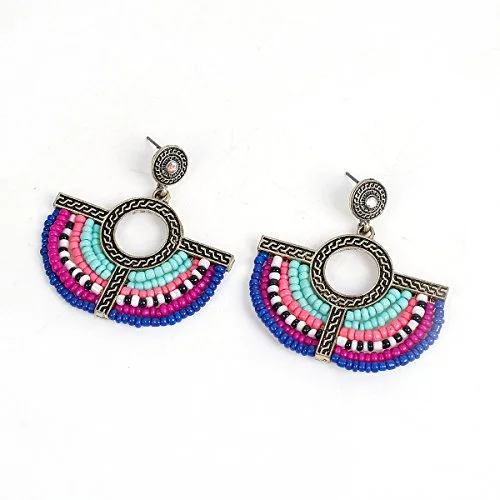 ladies trendy earrings-Sexy Sparkles Women's Beaded tassel earrings Long Fringe Lightweight Drop Earrings Dangle