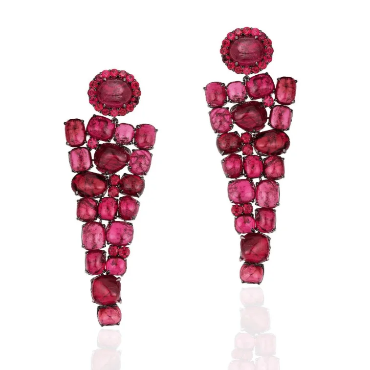 ladies stylish earrings-Spinel Statement Drop Earrings