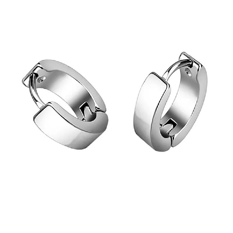 ladies silver earrings-Sexy Sparkles Stainless Steel Mens Womens Hoop Earrings Piercings Huggie Hypoallergenic