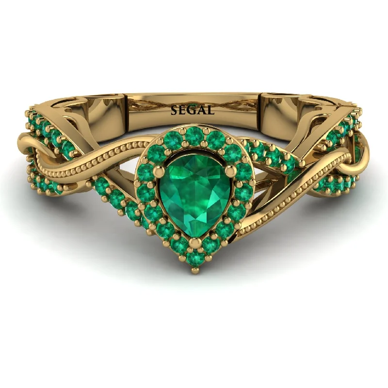 custom-designed ladies engagement rings-Infinity Inspired Halo Emerald Engagement Ring - Teresa No. 19