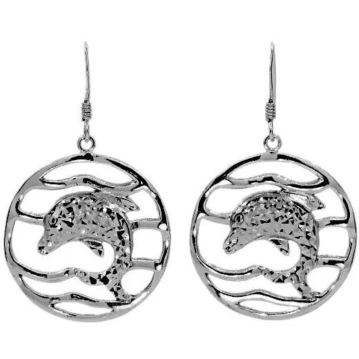 ladies silver stud earrings-Dancing Dolphins Earrings