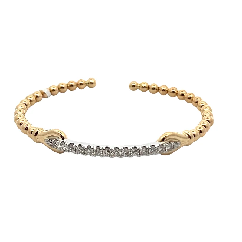 ladies twisted bracelets-14K White & Yellow Gold Bujukan Diamond Split Bangle Bracelet