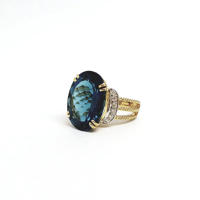 ladies everyday rings-Ring with Hampton Blue Topaz and Diamonds