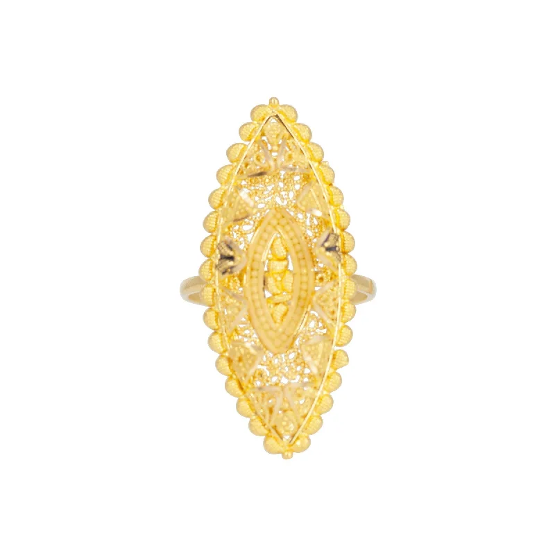 ladies statement gemstone rings-22K Yellow Gold Filigree Eye Ring