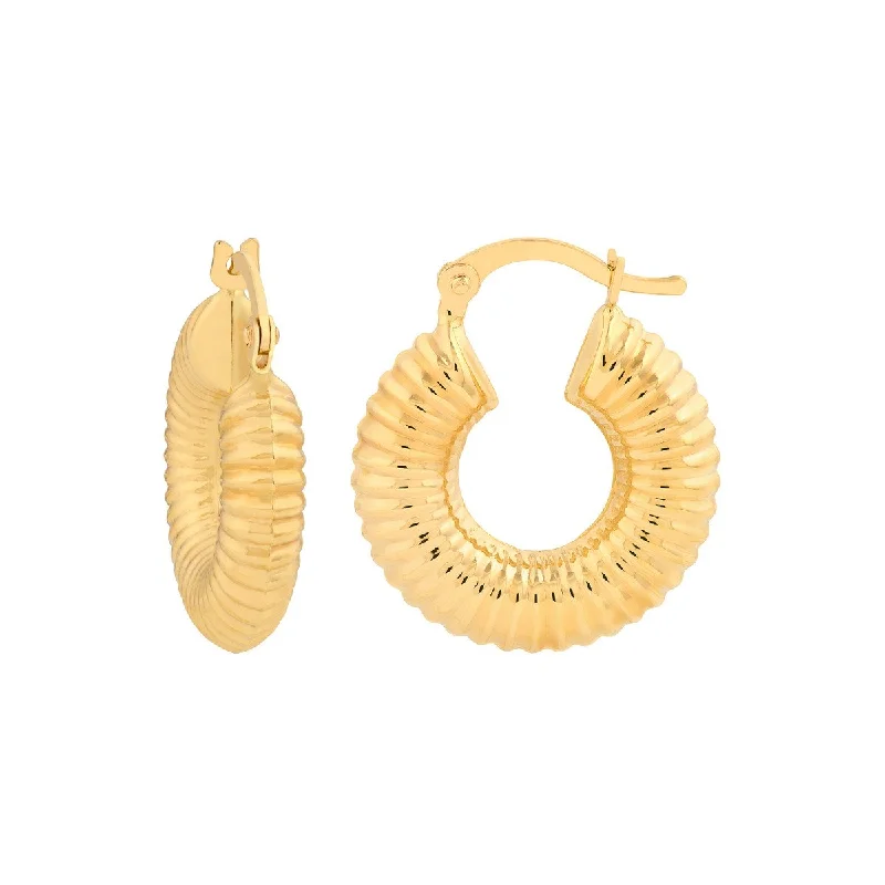 ladies teardrop earrings-Textured Round Hoop Earrings