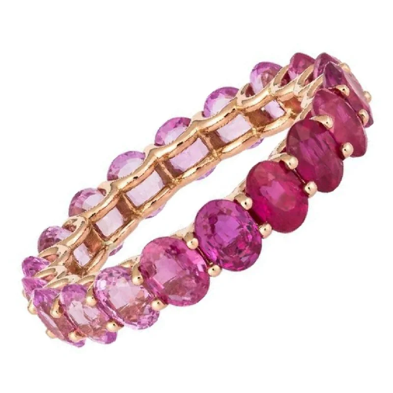 ladies layered rings-Pink Ombre Sapphire Eternity Ring