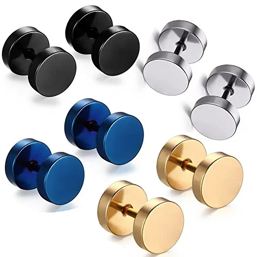 ladies silver earrings for women-Sexy Sparkles 4 Pc Set Stainless Steel Mens Stud Earrings Ear Plugs