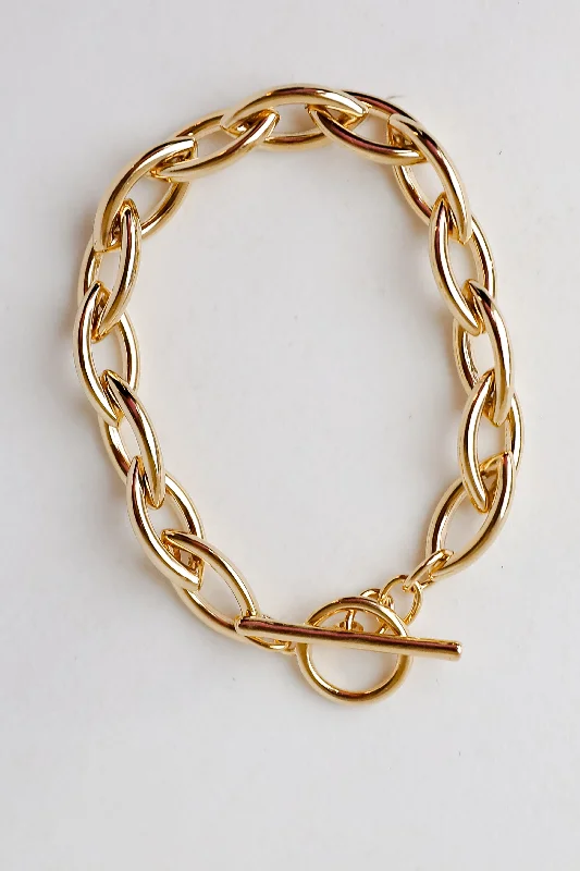 ladies large bangles-Katherine Gold Chainlink Bracelet