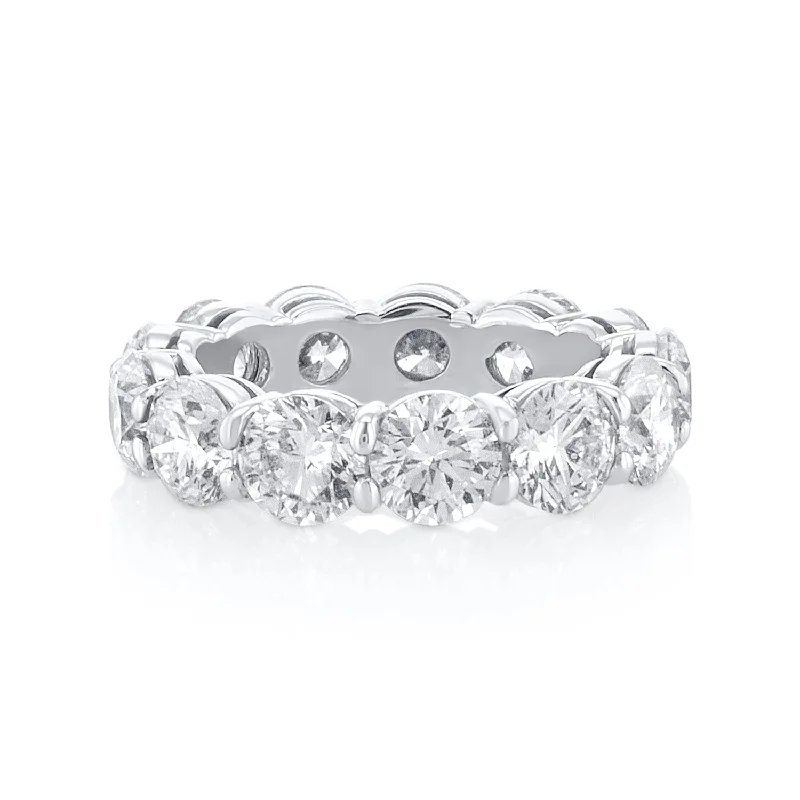 ladies platinum rings-5.96 Carat Round Lab Grown Diamond Eternity Band in 14K White Gold