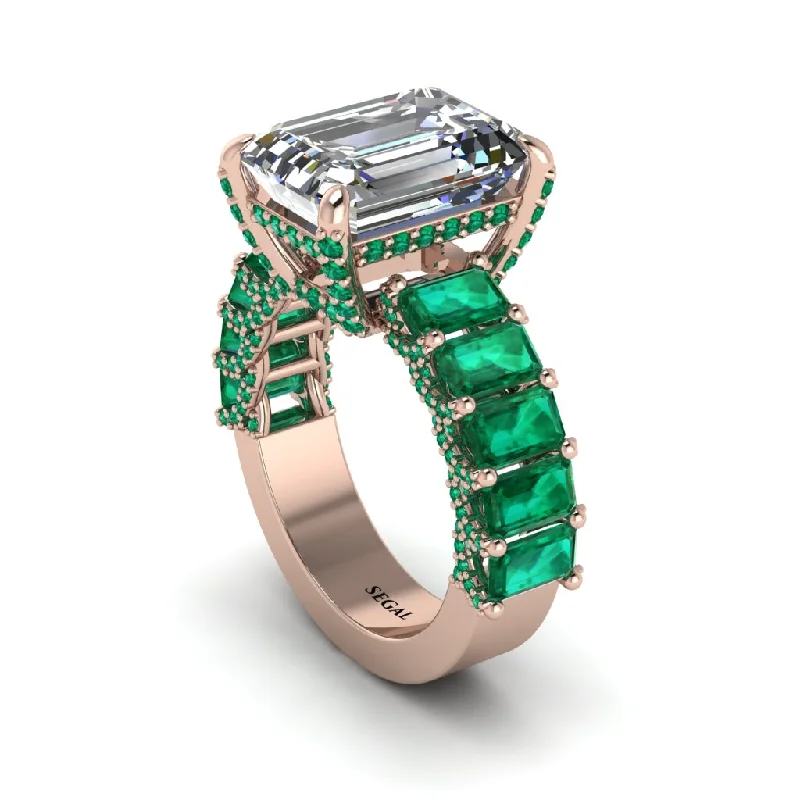 unique gemstone ladies engagement rings-Luxury Emerald Cut Diamond Engagement Ring - Nadia No. 17