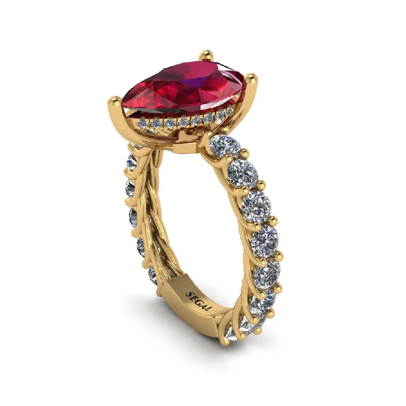 affordable diamond ladies engagement rings-14K Gold Pear-Shaped Ruby Engagement Ring - Raquel No. 10