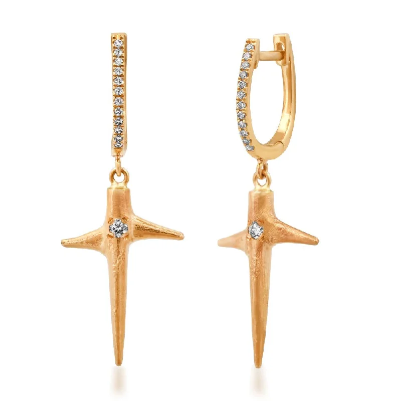 ladies designer stud earrings-Mini Thorn Cross Earrings