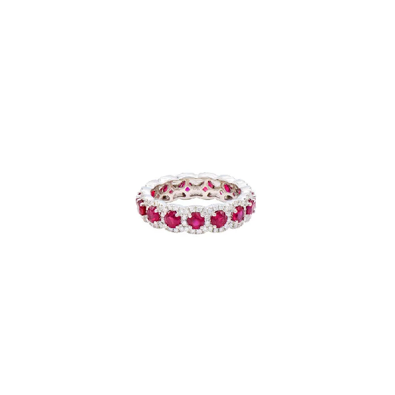 ladies silver engagement rings-18 Karat White Gold Ruby and Diamond Eternity Ring