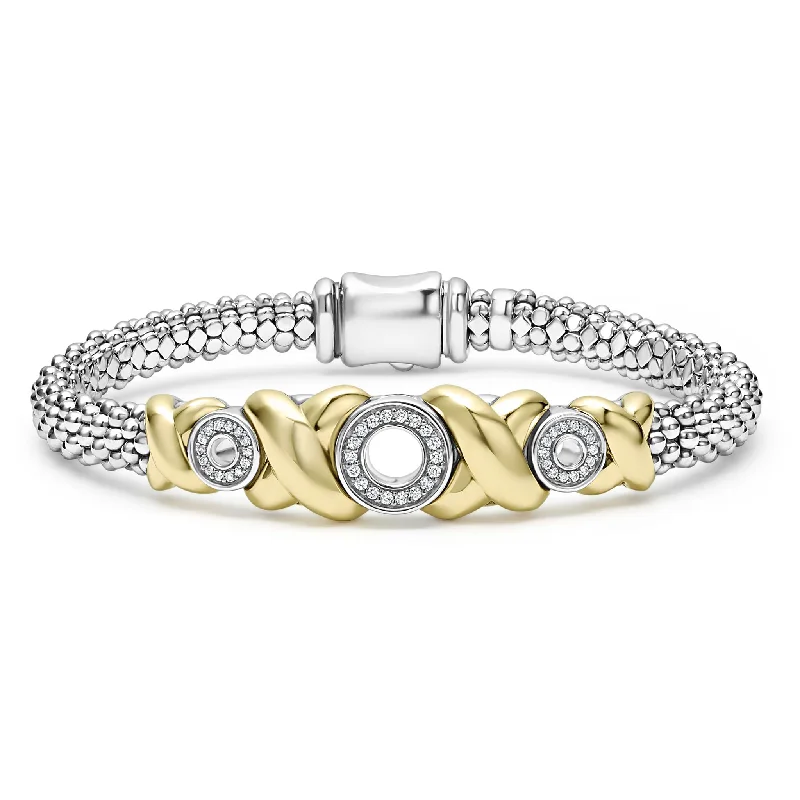 ladies cuff bracelets for women-Embrace 18K Gold XO Diamond Bracelet | 6mm