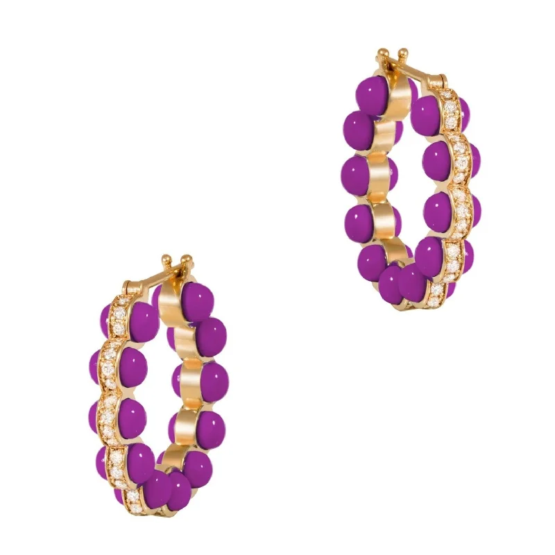 ladies statement earrings-Purple Atom Earrings, Size Three