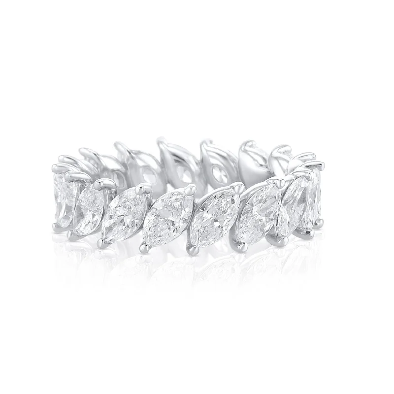 ladies high-end rings-4.06 Cttw Marquise Diamond Platinum Eternity Band