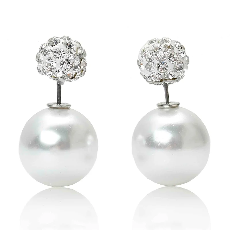 ladies luxury earrings-Sexy Sparkles Double Sided Front Back Peek A Boo Ball Earrings Ear Post Stud Ball Womens