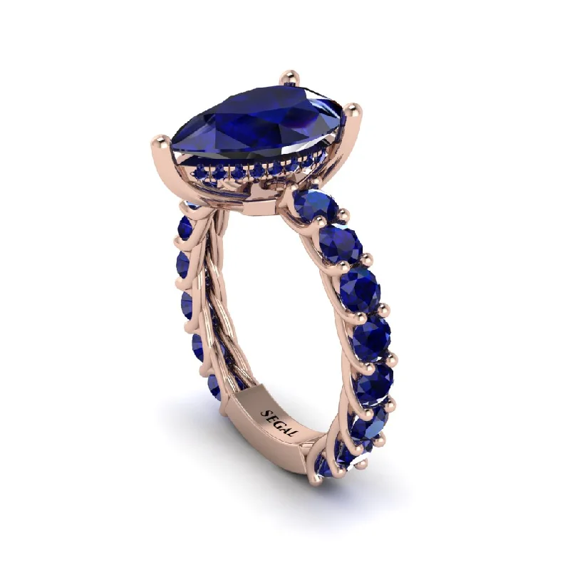 trendy ladies engagement rings with colored stones-14K Gold Pear-Shaped Sapphire Engagement Ring - Raquel No. 74