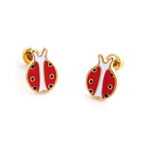 ladies luxurious earrings-SEXY SPARKLES stainless steel Lady Bug stud earrings for girls teens women Hypoallergenic Jewelry