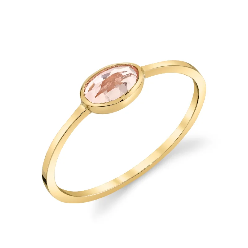 ladies heart rings-Oval Morganite RIng