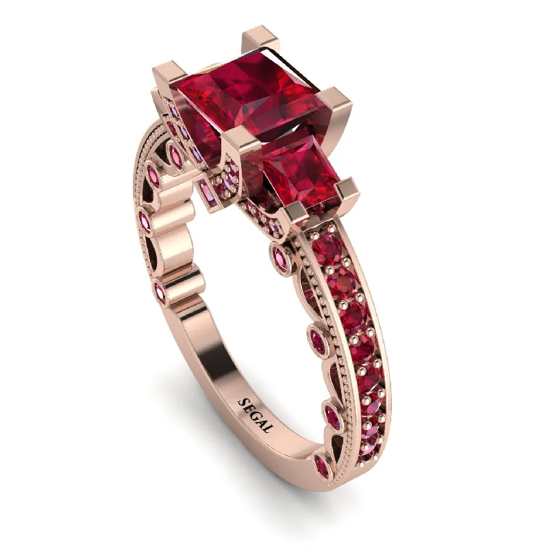 unique ladies engagement rings-Modern Geometric Ruby Gold Engagement Ring - Beverly No. 56