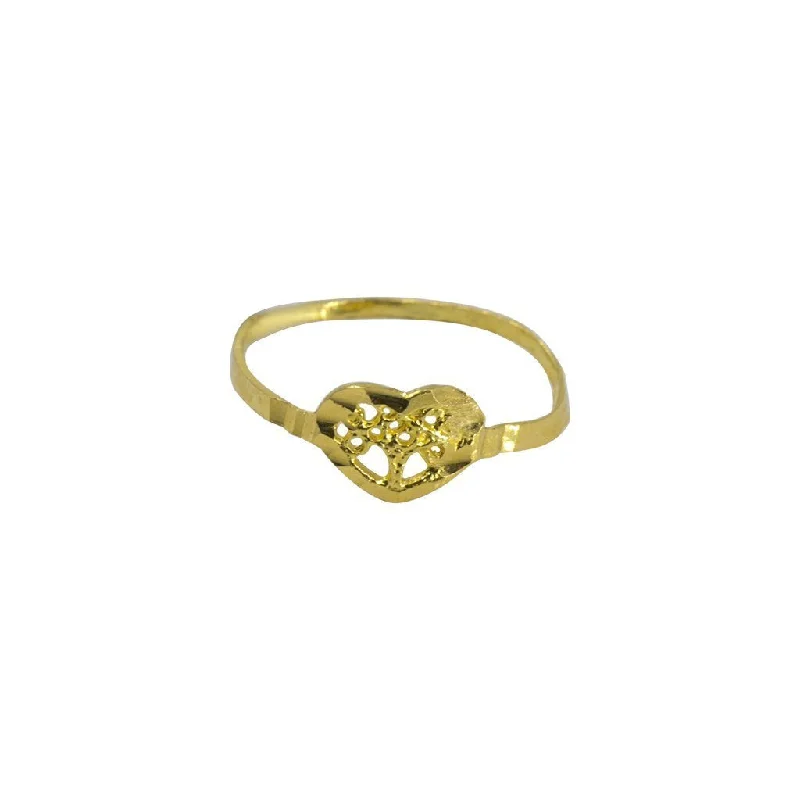 ladies heart rings-22K Yellow Gold Baby Ring W/ Jagged Cutout Heart Accent