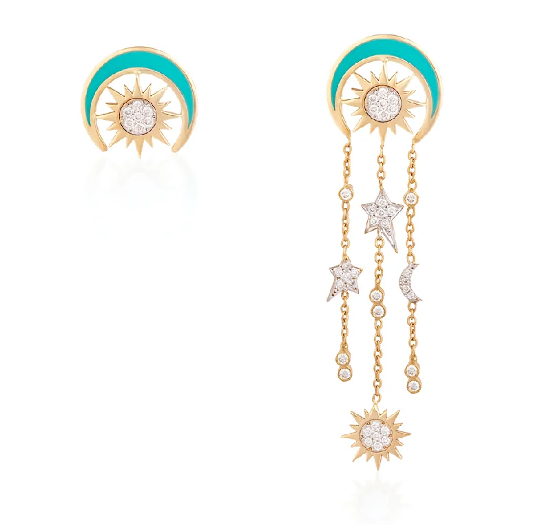 ladies vintage earrings-Soleil Drop Celestial Earrings