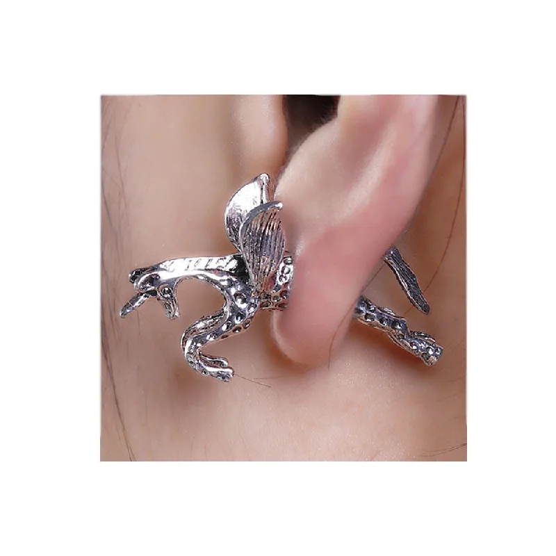 ladies elegant earrings-SEXY SPARKLES Sexy Sparkles Pegasus Flying Horse 3D Double Sided Ear Stud Earrings for Women