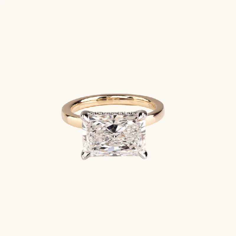 timeless ladies engagement rings-4.04 Radiant Lab Diamond East-West Engagement Ring