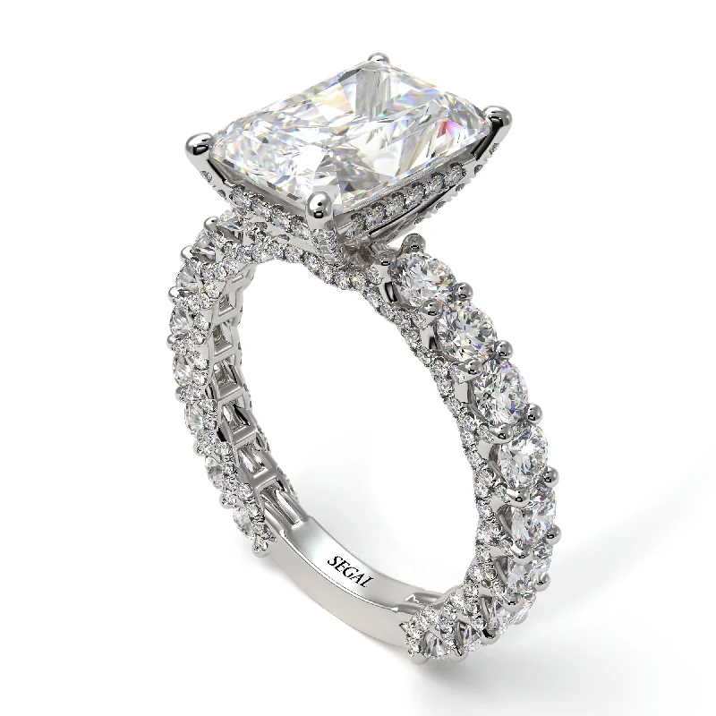 stackable engagement rings for ladies-4Ct Radiant Cut Diamond Engagement Ring - Serenity No. 3