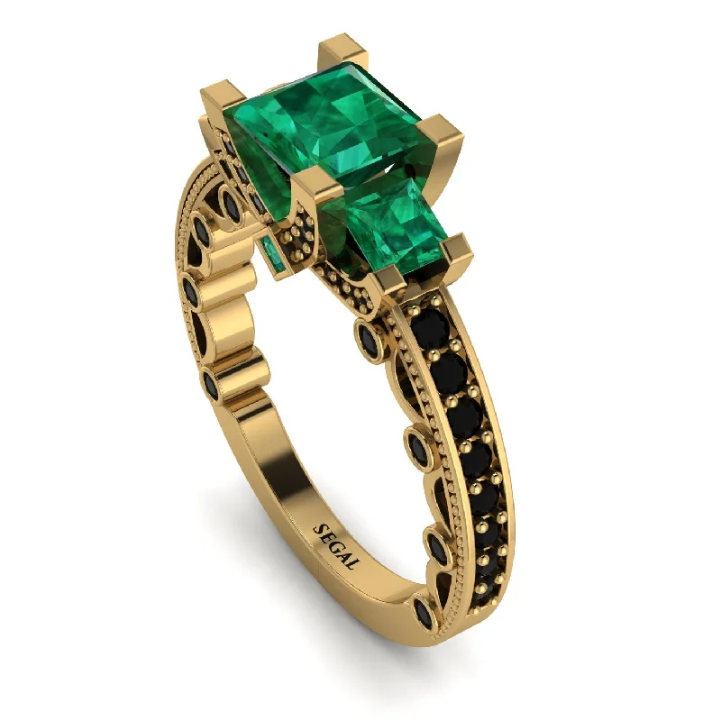 radiant cut ladies engagement rings-Modern Geometric Emerald Gold Engagement Ring - Beverly No. 34