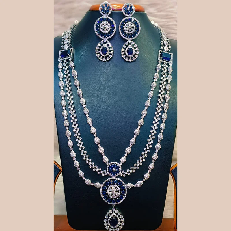 ladies pendant necklaces-Jain Jewellers Silver Plated AD Necklace Set