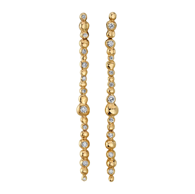 ladies diamond drop earrings-Long Diamond Drop Earrings