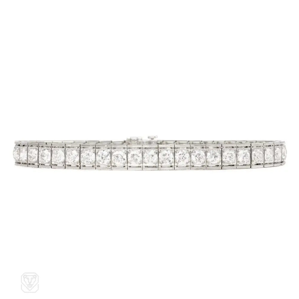 ladies cuff bracelets for women-Art Deco diamond line bracelet, Tiffany