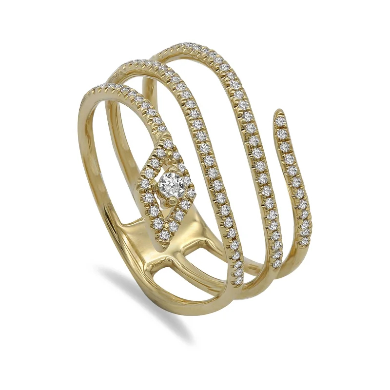 ladies layered rings-0.28CT Diamond Serpent Ring Set in 14K Yellow Gold