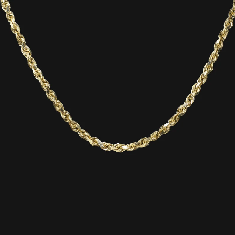 ladies crystal necklaces-14k YELLOW GOLD ROPE CHAIN NECKLACE 18in 2.6mm 9.2gm CLASSIC TWIST MENS LADIES