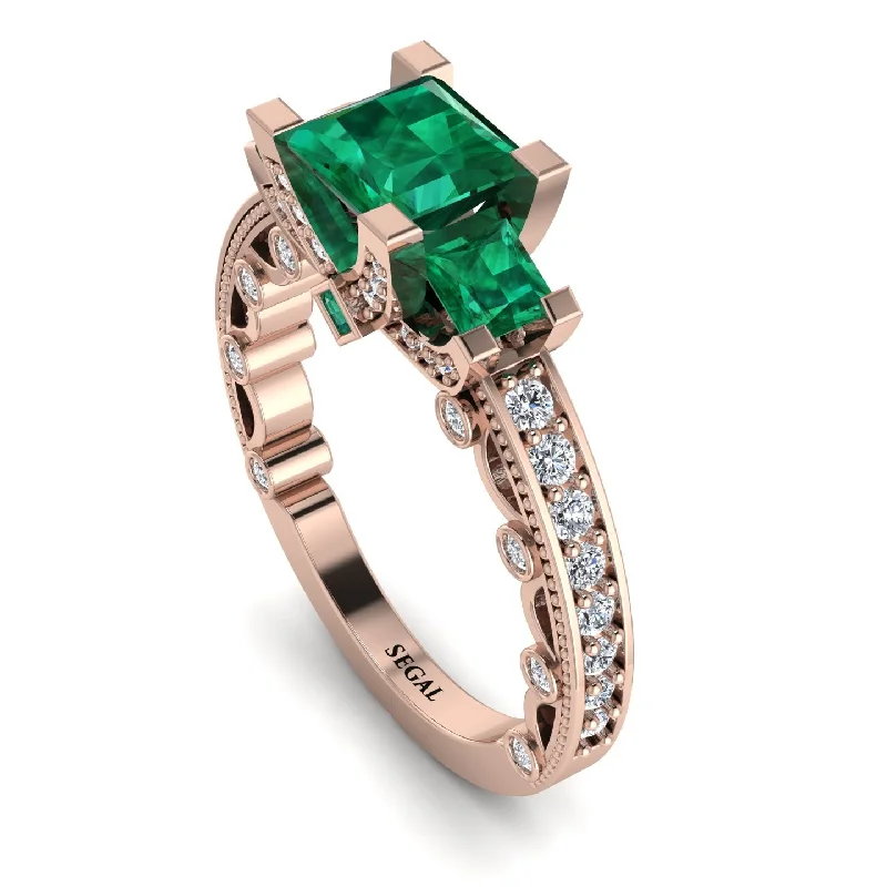 trendy ladies engagement rings-Modern Geometric Emerald Gold Engagement Ring - Beverly No. 5