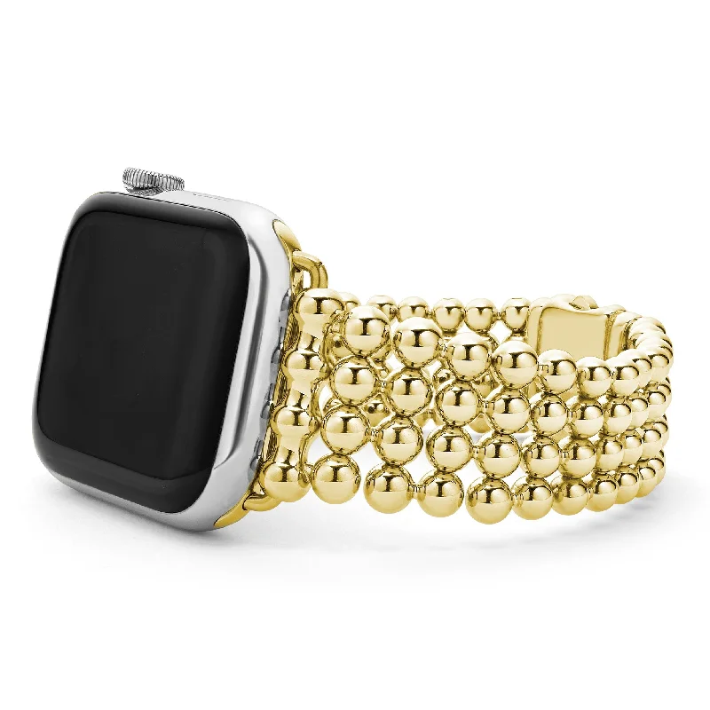 ladies ethnic bracelets-Smart Caviar 18K Gold Infinite Caviar Beaded Watch Bracelet - 42-49mm