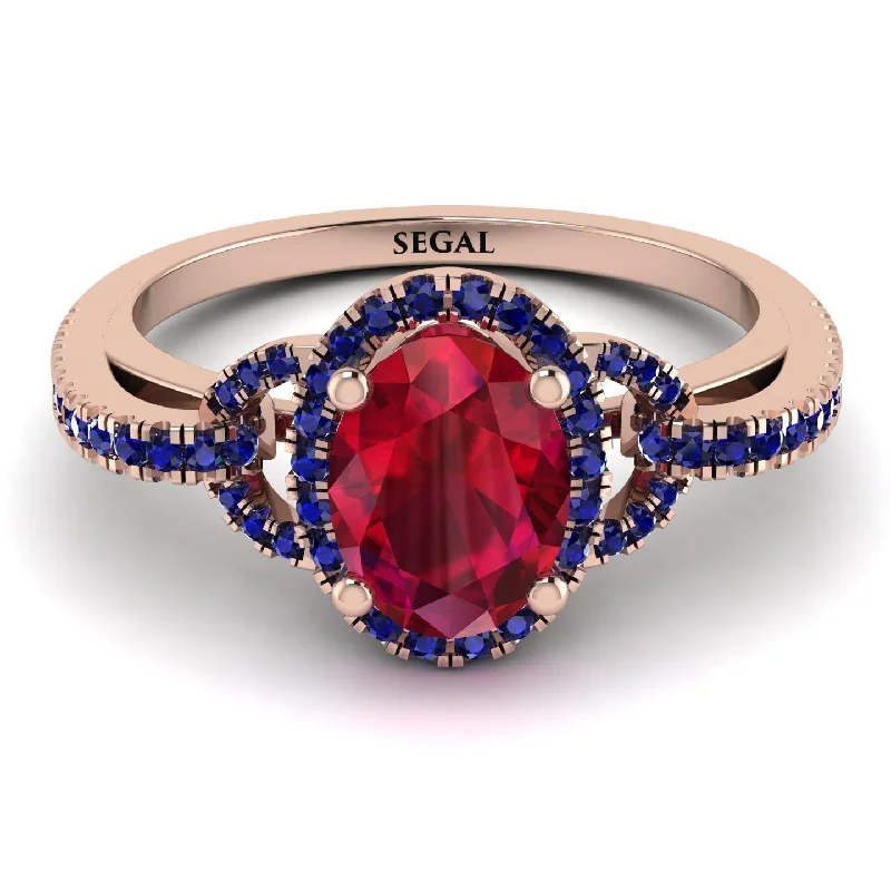 affordable engagement rings for ladies with diamonds-Timeless Beauty Oval Ruby Engagement Ring - Judy No. 71