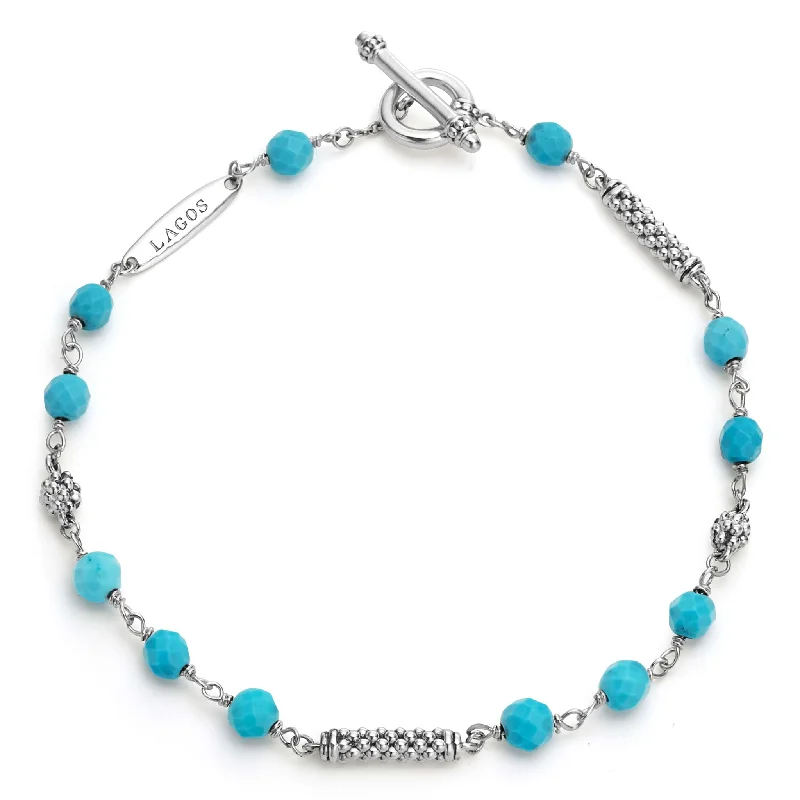 ladies traditional bracelets-Caviar Icon Turquoise Beaded Bracelet