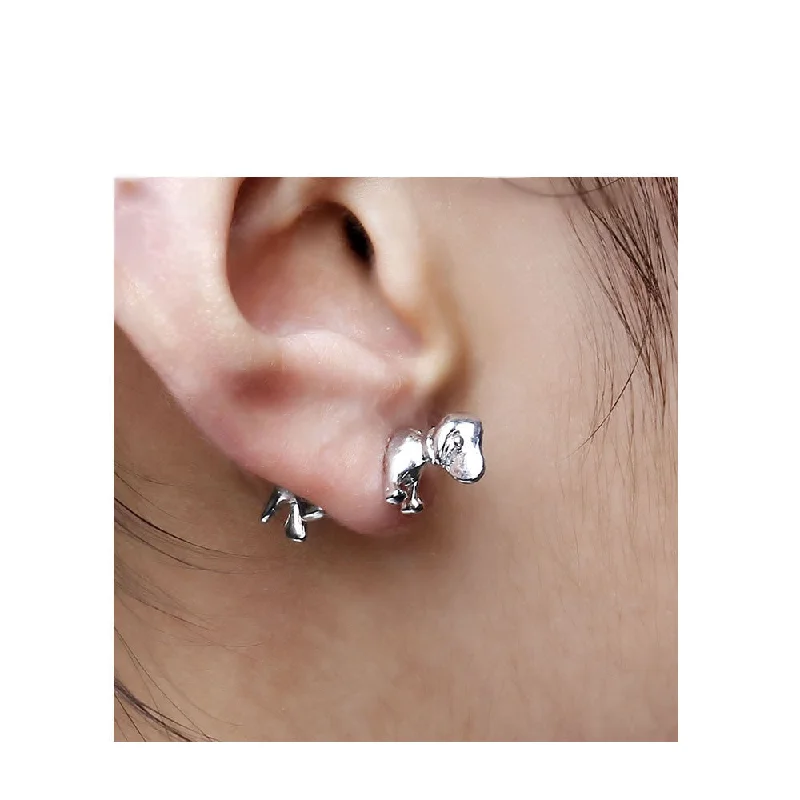 ladies long drop earrings-Sexy Sparkles 1 Pair 3D Double Sided Black Dog Ear Stud Earrings for Women