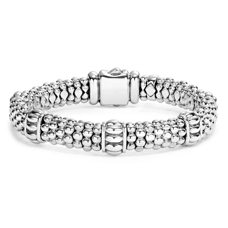 ladies luxury bangles-Signature Caviar Fluted Beaded Bracelet | 9mm