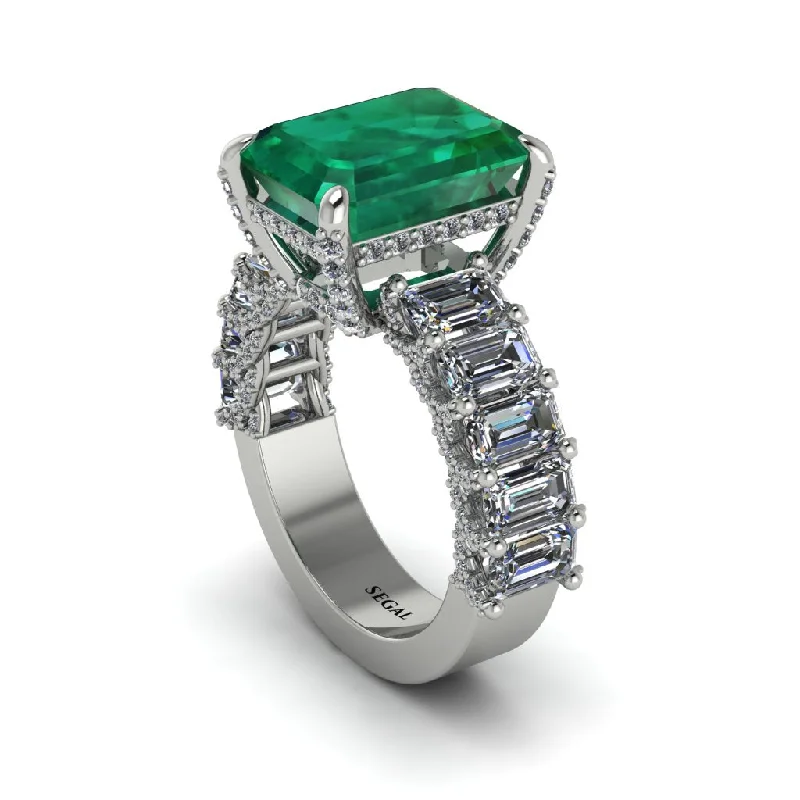 stunning ladies engagement rings-Luxury Emerald Cut Emerald Engagement Ring - Nadia No. 6