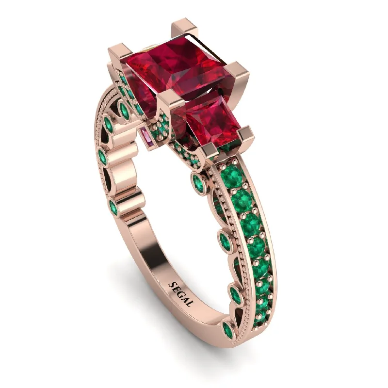 modern solitaire engagement rings for ladies-Modern Geometric Ruby Gold Engagement Ring - Beverly No. 26