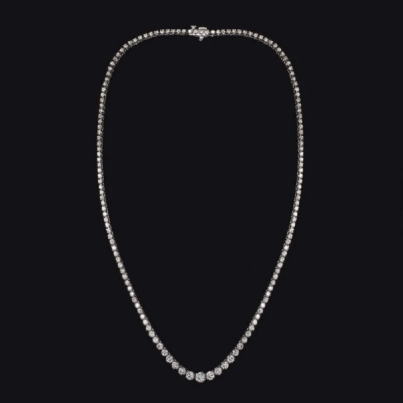 ladies chunky statement necklaces-5 CARAT NATURAL DIAMOND RIVIERA NECKLACE WHITE GOLD IDEAL CUT TENNIS GRADUATED