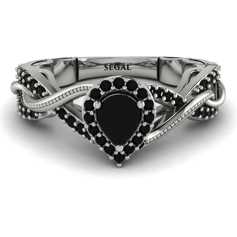 designer ladies engagement rings-Infinity Inspired Halo Black Diamond Engagement Ring - Teresa No. 39